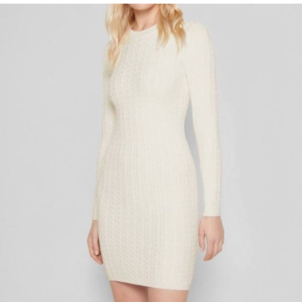 Alice + Olivia White Long Sleeve Knit Dress